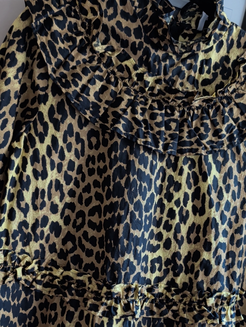 Ganni Leopard Print Ruffle Trim Mini Dress - Picture 6 of 13